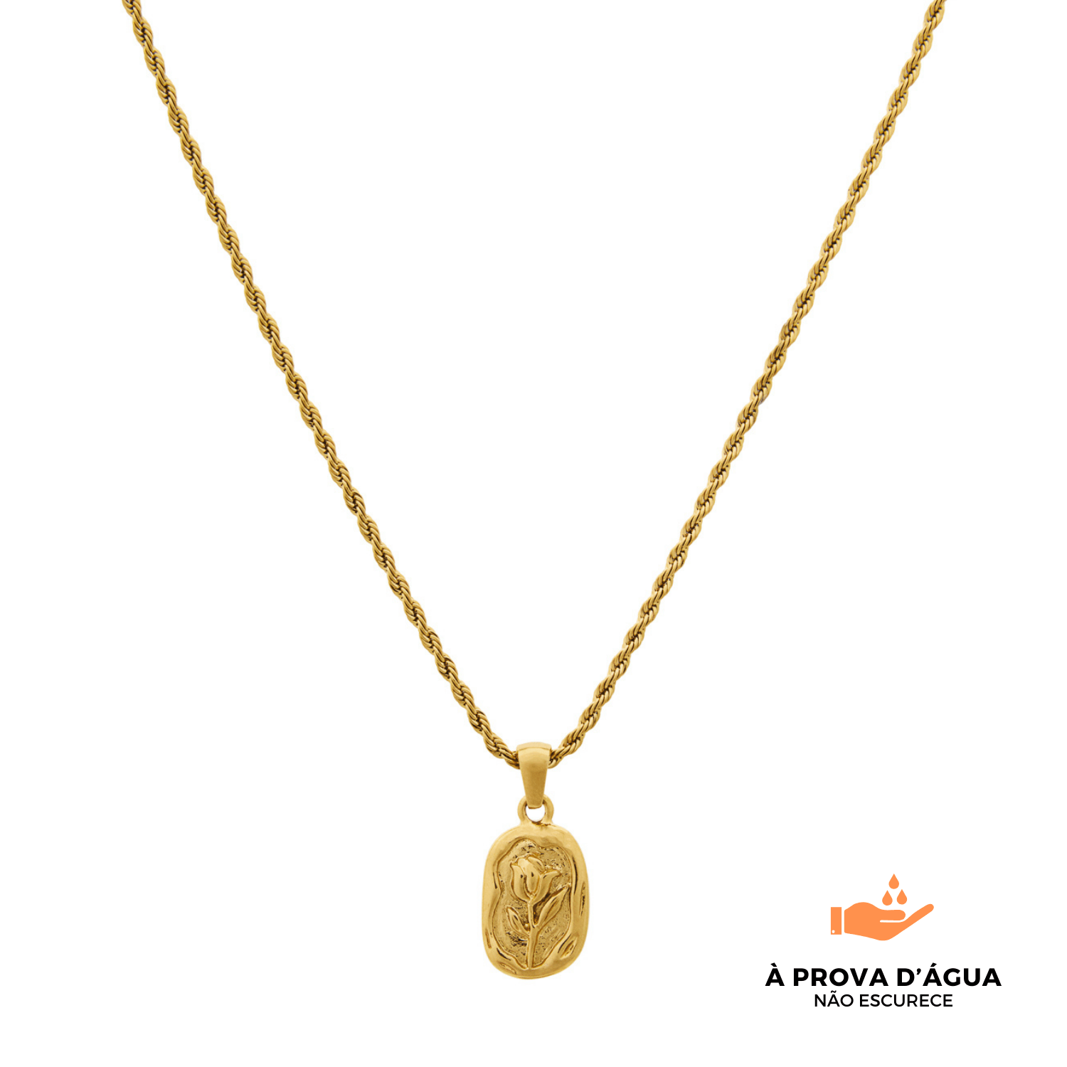 Colar de Rede Baiana com Pingente de Rosa