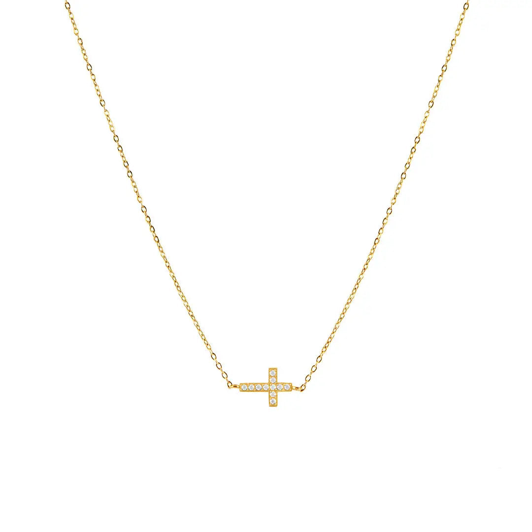 Colar Cruz com Pedras Brilhantes