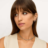 Brincos de Argola com Pedras Brilhantes 10mm