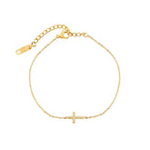 Pulseira Cruz com Pedras Brilhantes